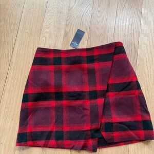 Abercrombie & Fitch Red Plaid Mini Skirt Tartan 6 Christmas Academia Prep NWT